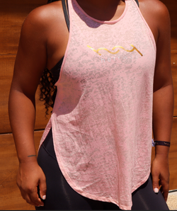 HERRway Blush High Neck Racer Back Split Tank (FRONT LOGO)